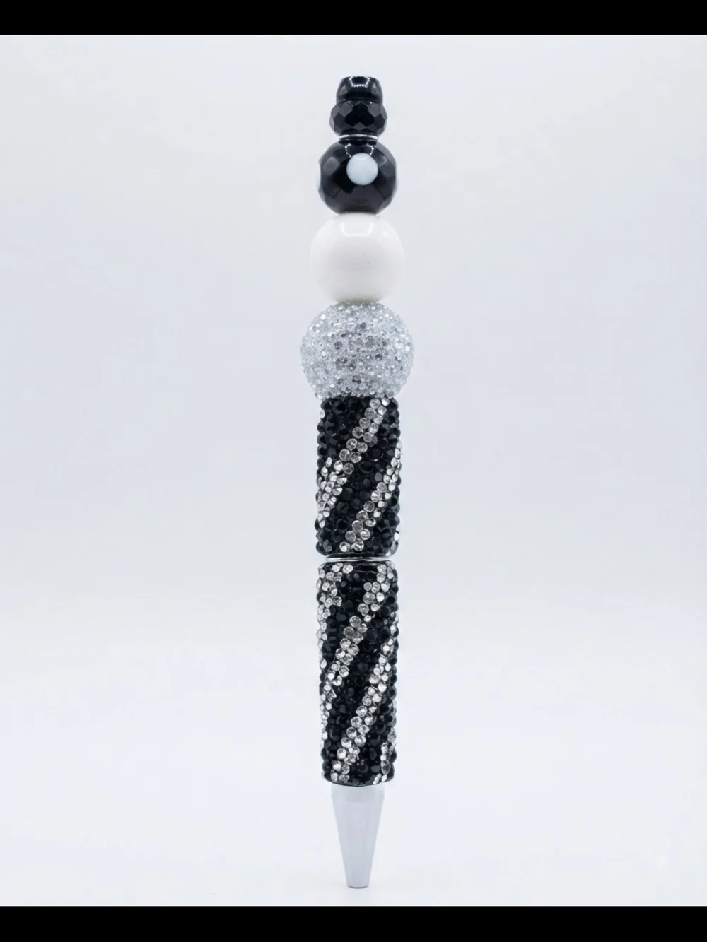Beaded Pens  Black/ Silver